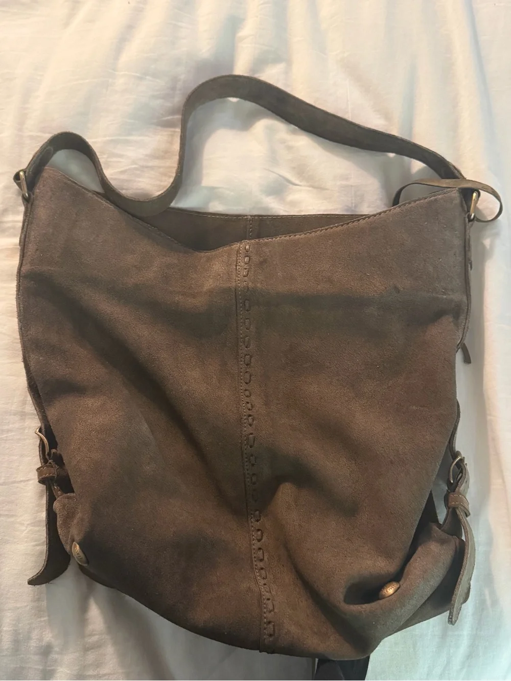Free People Brown Suede Shoulder Bag  Dallas distressed suede bag